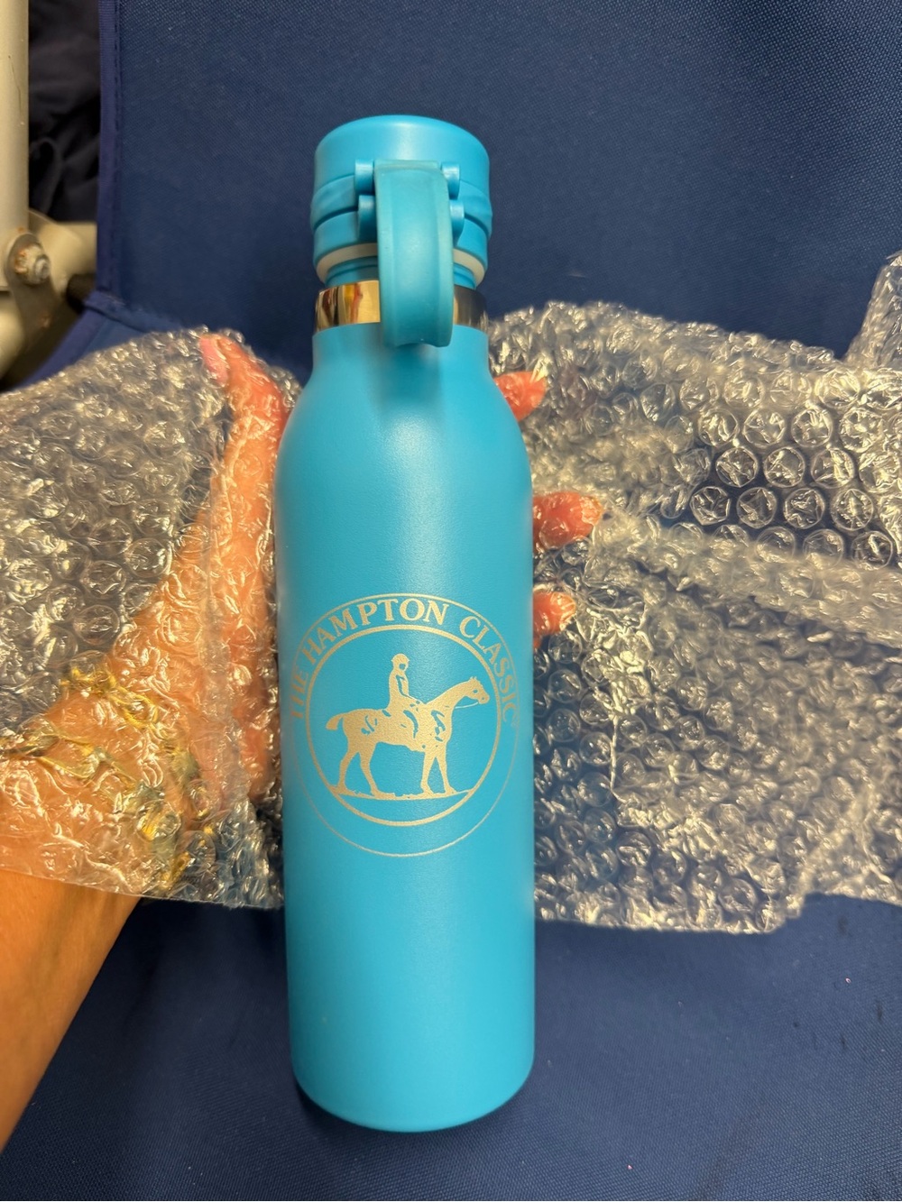Aqua Stainless Steel Water Bottle with Flip-Top Lid